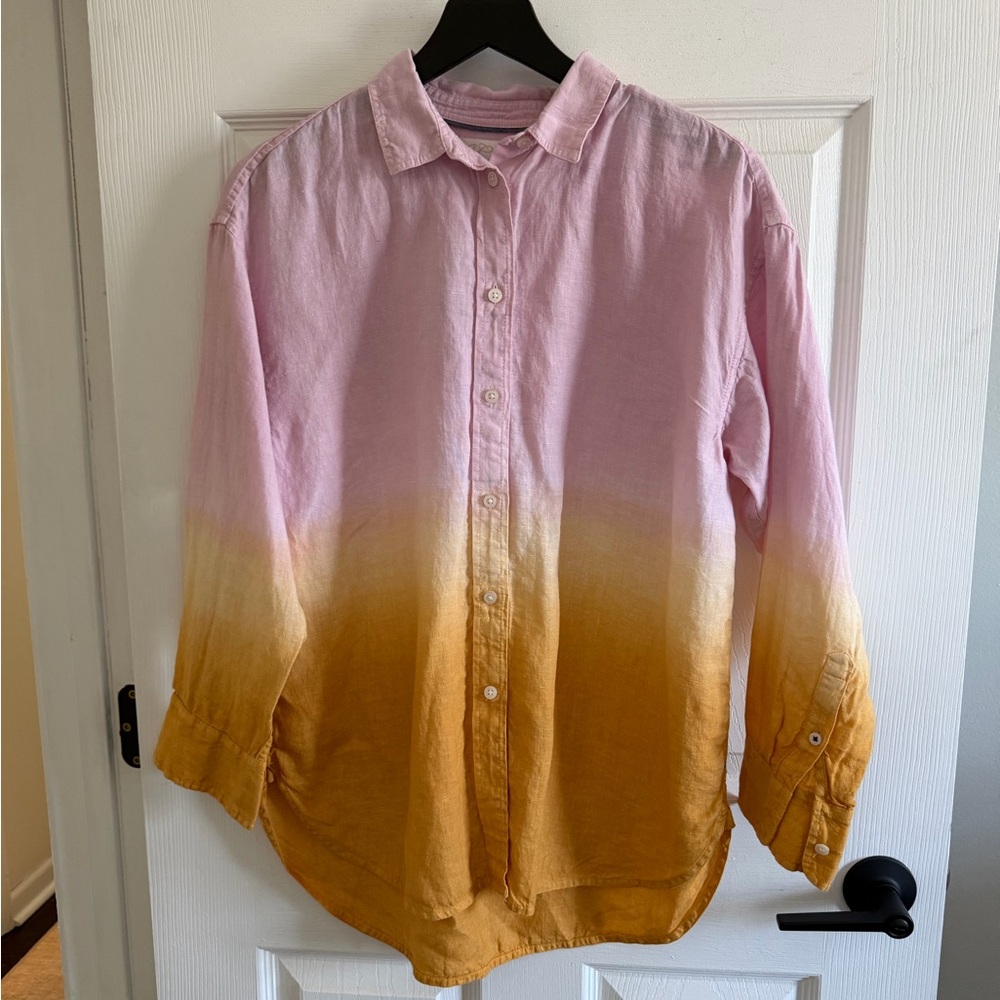 J. Crew Pink to Gold Ombre Button Down Shirt